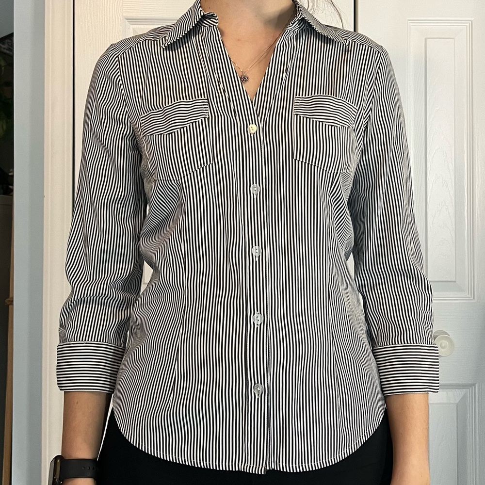 BCX Striped Button Down Top - Medium